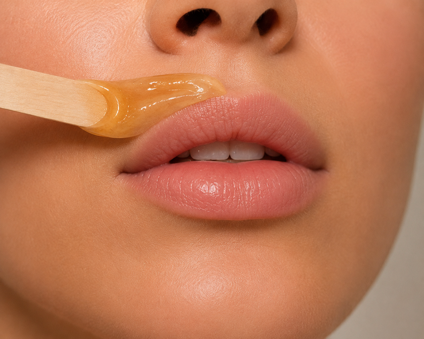 Facial waxing detail for upper lip waxing at Queen of Hearts Wax Studio