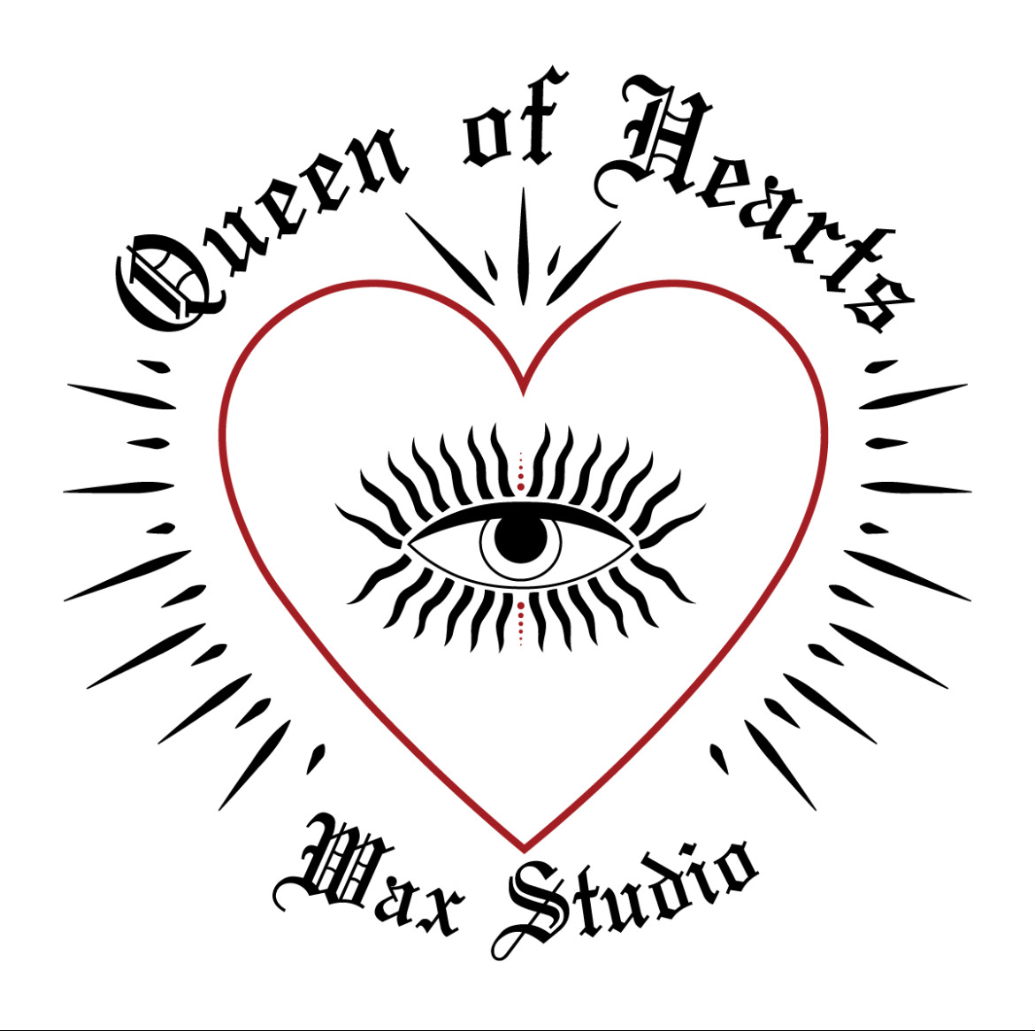 Queen of Hearts Wax Studio heart and eye logo